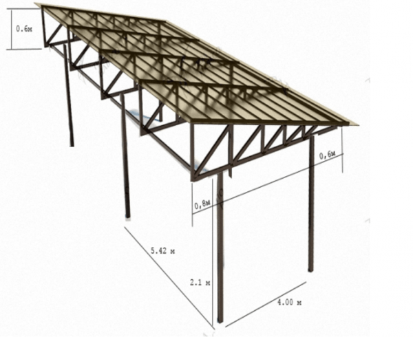 Проект навеса из металлоконструкций